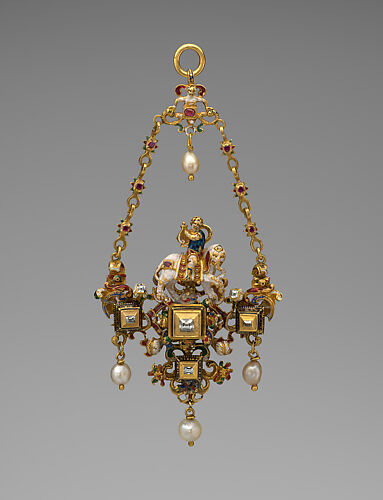 Pendant with a Youth Playing a Lyre and Riding an Elephant