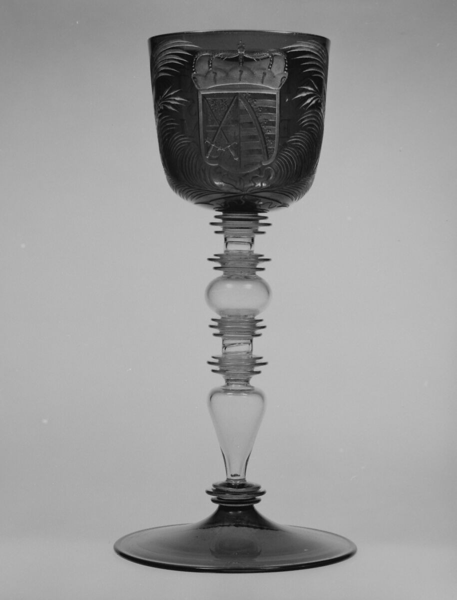 Goblet, Possibly workshop of Hermann Schwinger (German, 1640–1683), Glass, German, Nuremberg 