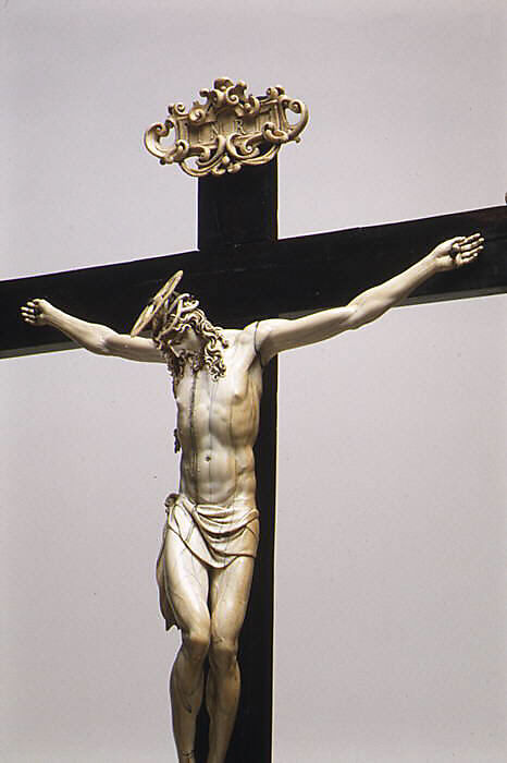 Crucifix, Corpus: ivory; cross: ebony and ivory, probably Italian
