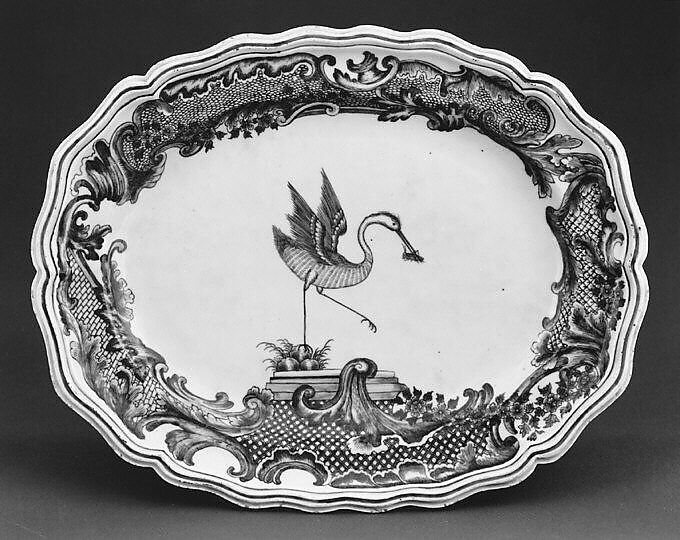 Platter, Hard-paste porcelain, Chinese, for Swedish market