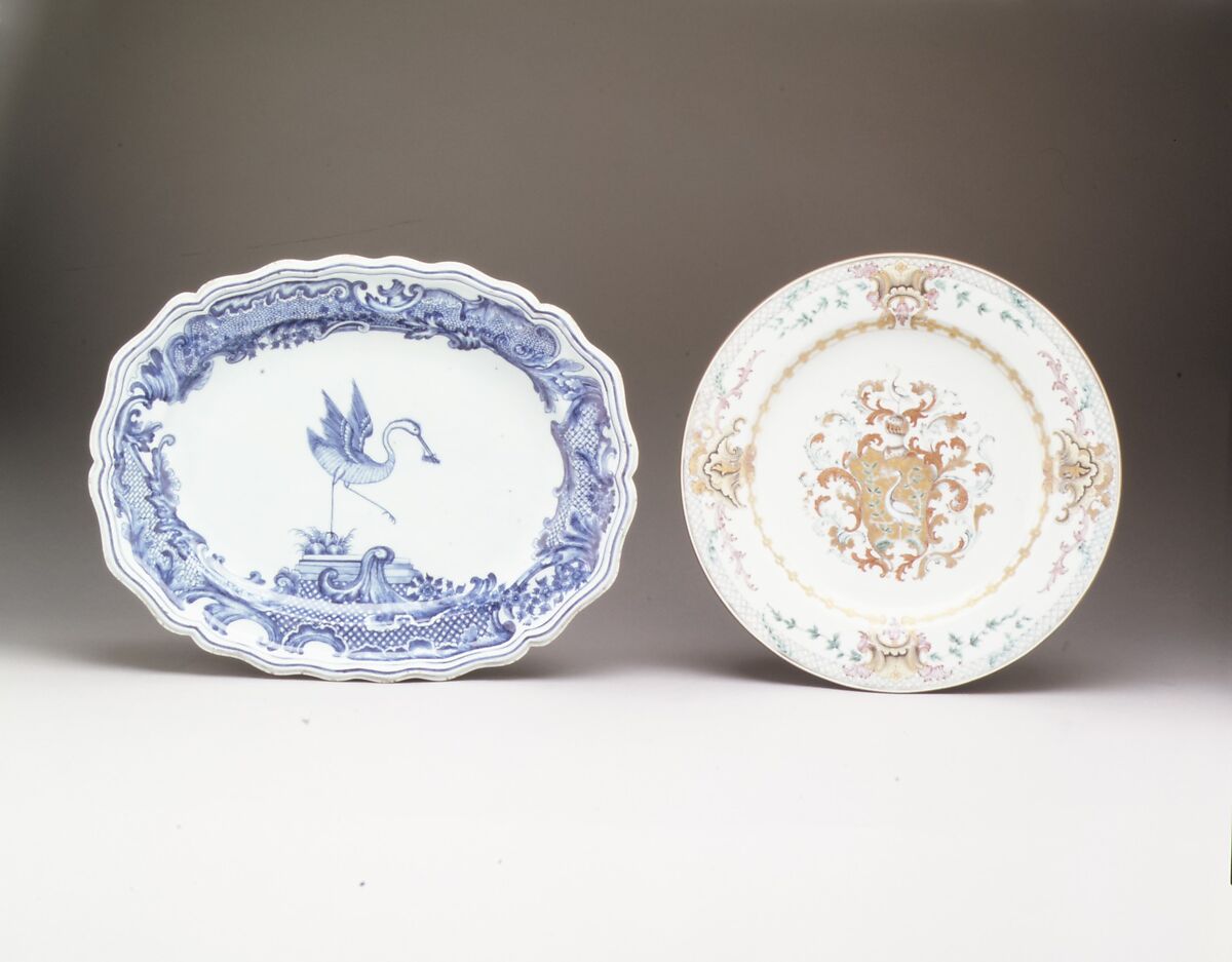 Platter, Hard-paste porcelain, Chinese, for Swedish market