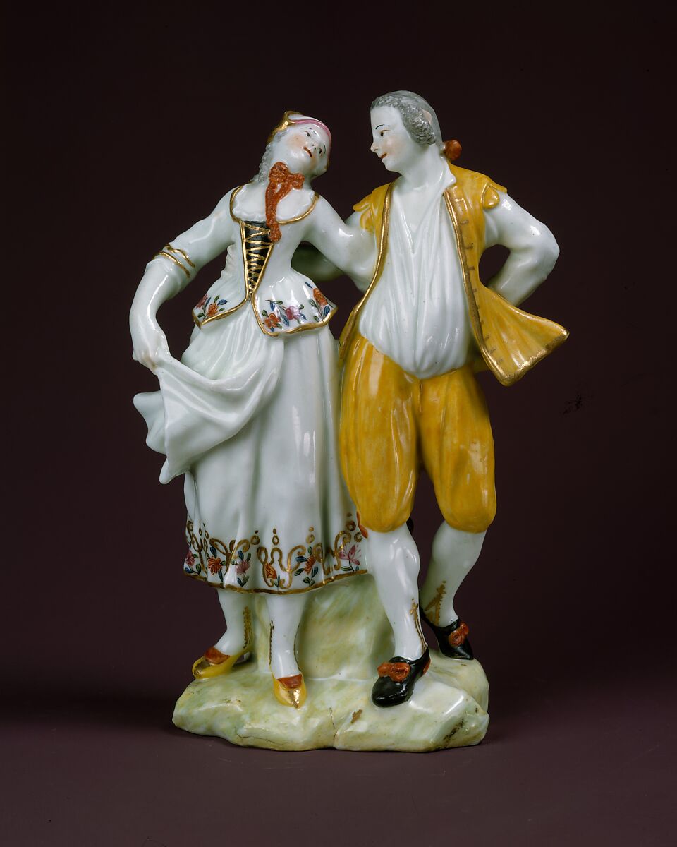 Dancing couple, Capodimonte Porcelain Manufactory (Italian, 1740/43–1759), Soft-paste porcelain, Italian, Naples 
