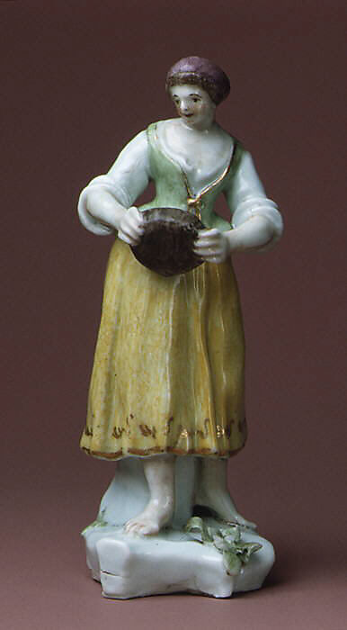 Girl with cheese, Capodimonte Porcelain Manufactory (Italian, 1740/43–1759), Soft-paste porcelain, Italian, Naples 