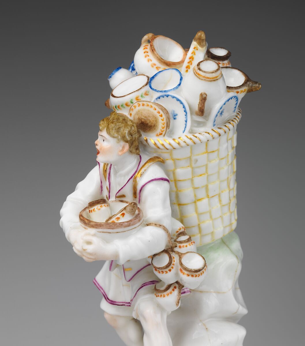 The Pottery Seller, Capodimonte Porcelain Manufactory (Italian, 1740/43–1759), Soft-paste porcelain, decorated in polychrome enamels, gold, Italian, Naples