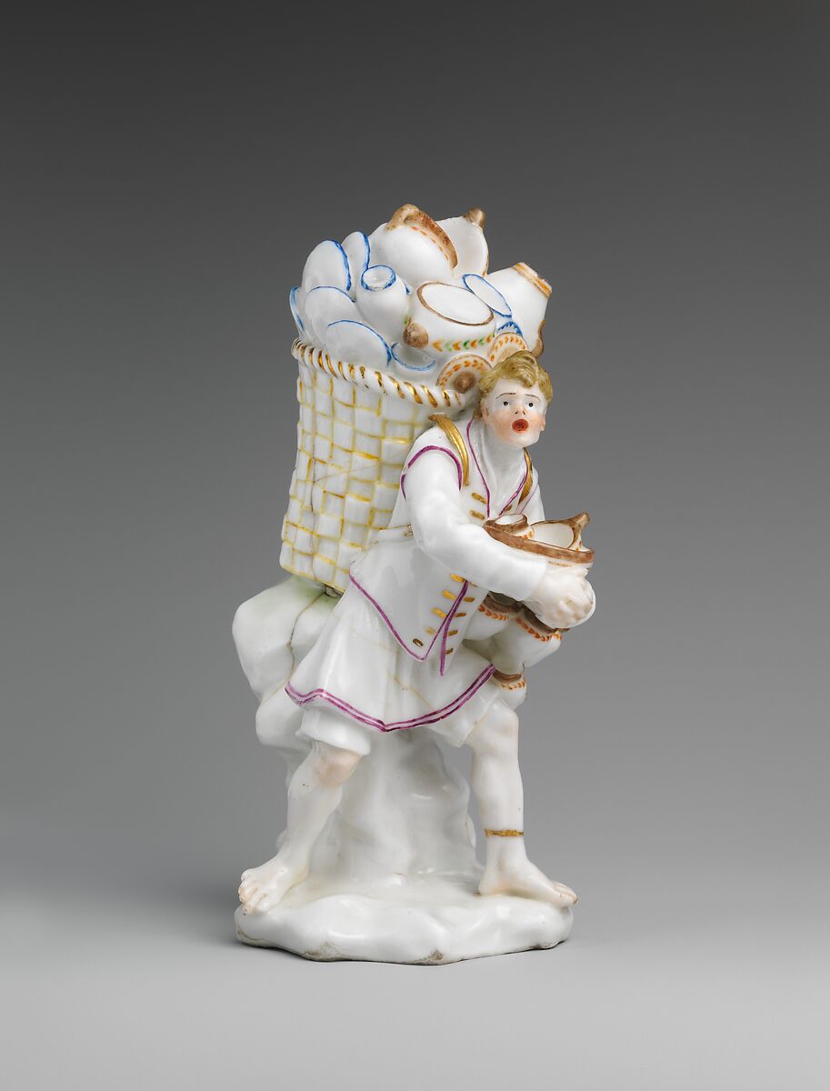 The Pottery Seller, Capodimonte Porcelain Manufactory (Italian, 1740/43–1759), Soft-paste porcelain, decorated in polychrome enamels, gold, Italian, Naples 