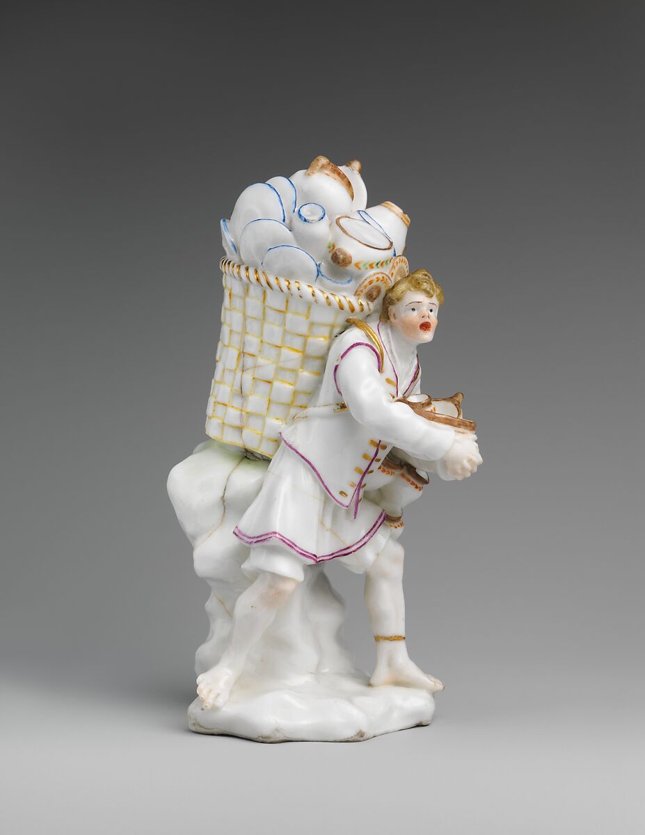 The Pottery Seller, Capodimonte Porcelain Manufactory (Italian, 1740/43–1759), Soft-paste porcelain, decorated in polychrome enamels, gold, Italian, Naples