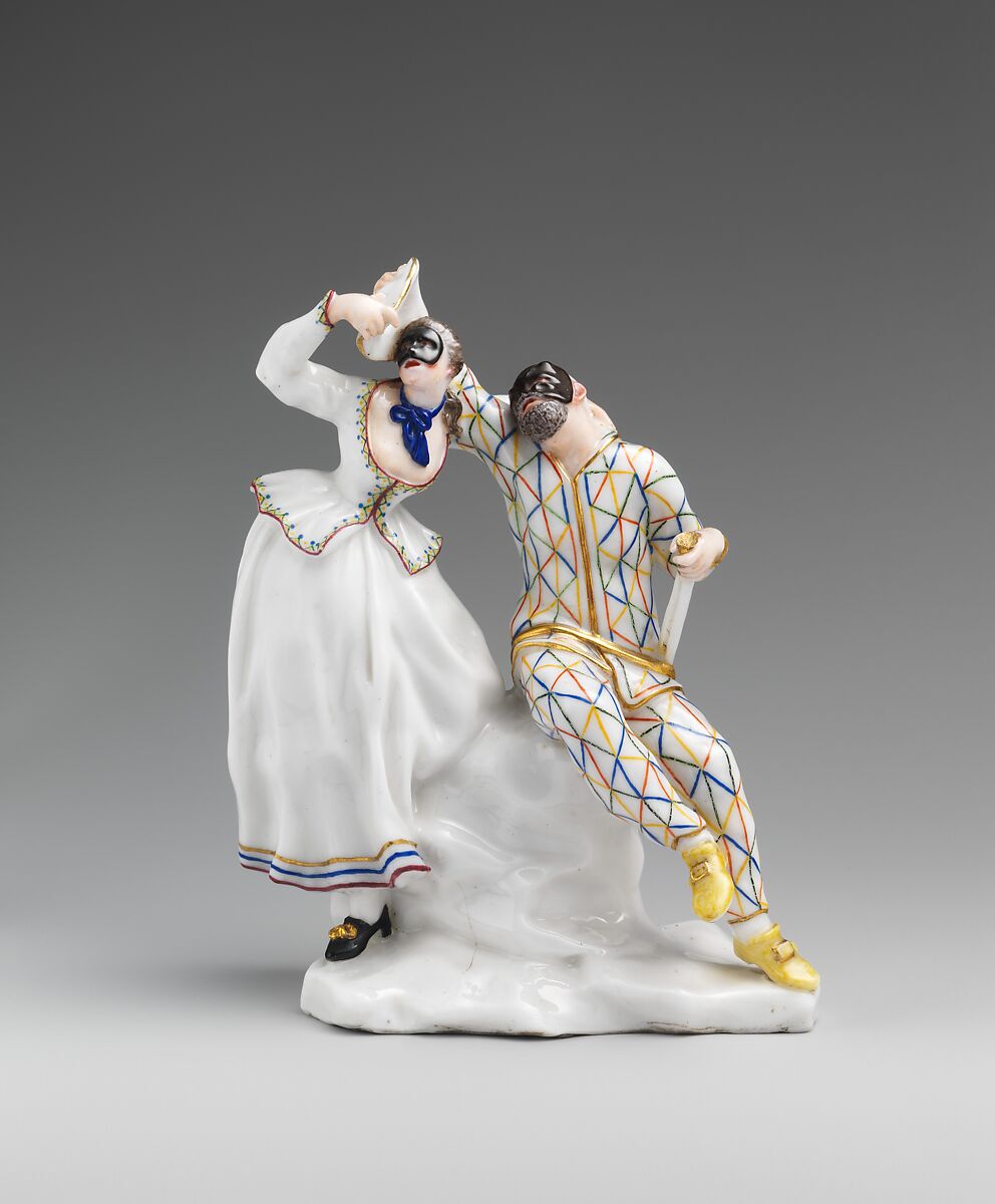 Harlequin and Columbine, Capodimonte Porcelain Manufactory (Italian, 1740/43–1759), Soft-paste porcelain, Italian, Naples 
