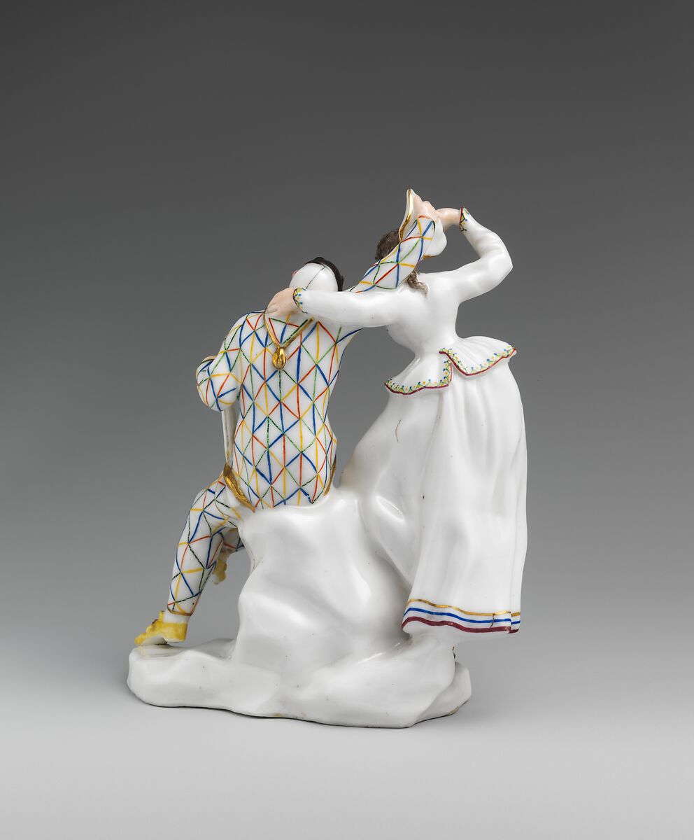 Harlequin and Columbine, Capodimonte Porcelain Manufactory (Italian, 1740/43–1759), Soft-paste porcelain, Italian, Naples