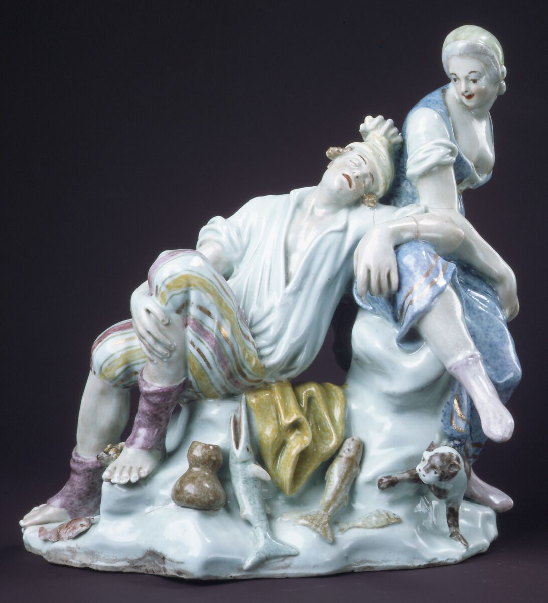Fisherman and companion, Capodimonte Porcelain Manufactory (Italian, 1740/43–1759), Soft-paste porcelain, Italian, Naples 