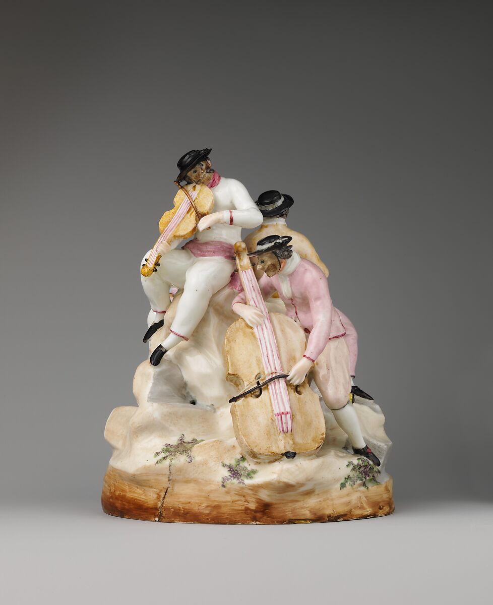 Four Carnival Musicians, Zurich Pottery and Porcelain Factory (Swiss, founded 1763), Soft-paste porcelain, Swiss, Zurich 