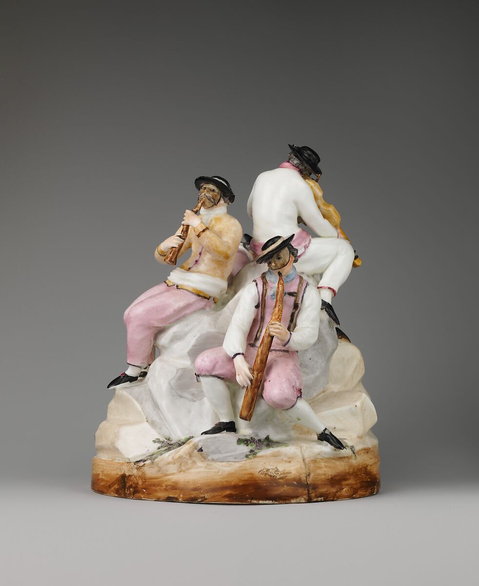 Four Carnival Musicians, Zurich Pottery and Porcelain Factory (Swiss, founded 1763), Soft-paste porcelain, Swiss, Zurich