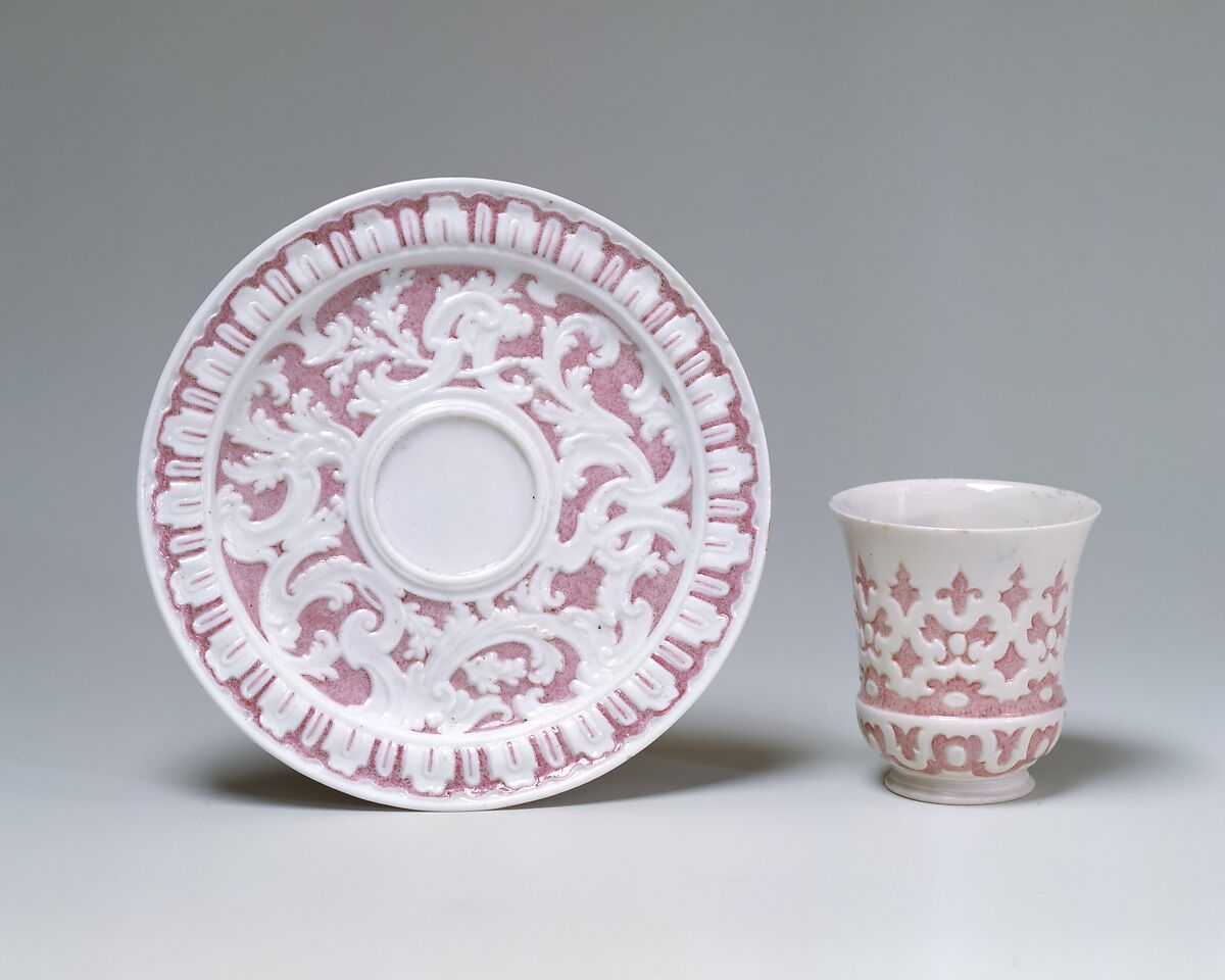Beaker and saucer, Capodimonte Porcelain Manufactory  Italian, Soft-paste porcelain, Italian, Naples