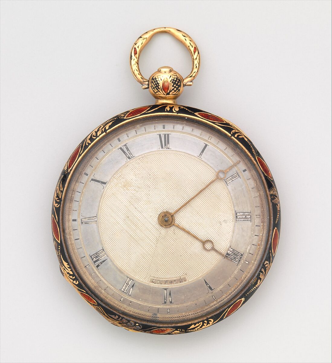 Watch, Watchmaker: Jean-Louis Moré (recorded 1810–35), Case of gold and enamel, with floral design; jeweled movement, with cylinder escapement, Swiss, Geneva