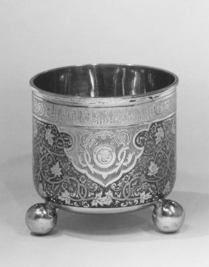 Tumbler, Andrei Kovalskii (1827–1856), Silver, silver gilt and niello, Russian