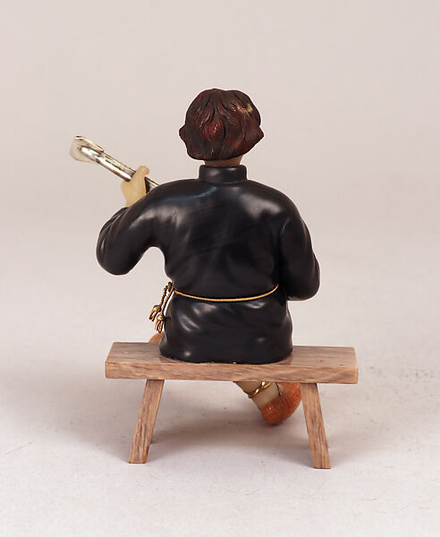 Balalaika player, Obsidian (probably), lapis lazuli, milk quartz and other colored semi-precious stones, two sapphires, silver and silver-gilt, Russian