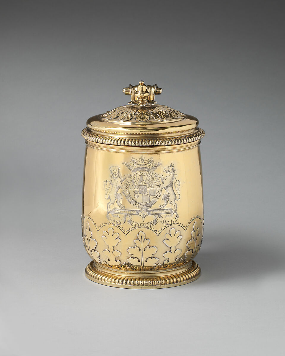 Tankard (one of a pair), John Le Chartier (active 1698–1731), Silver gilt, British, London