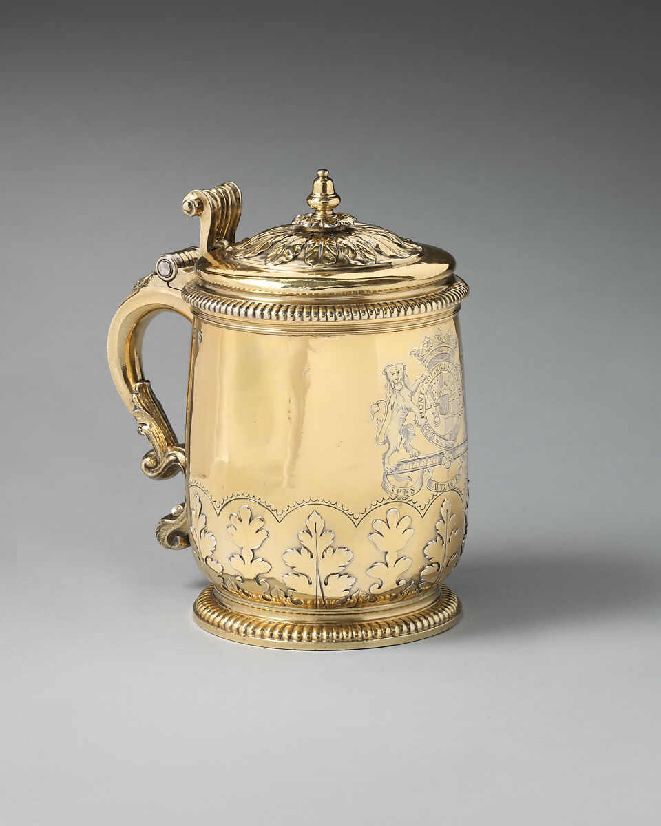 Tankard (one of a pair), John Le Chartier (active 1698–1731), Silver gilt, British, London 