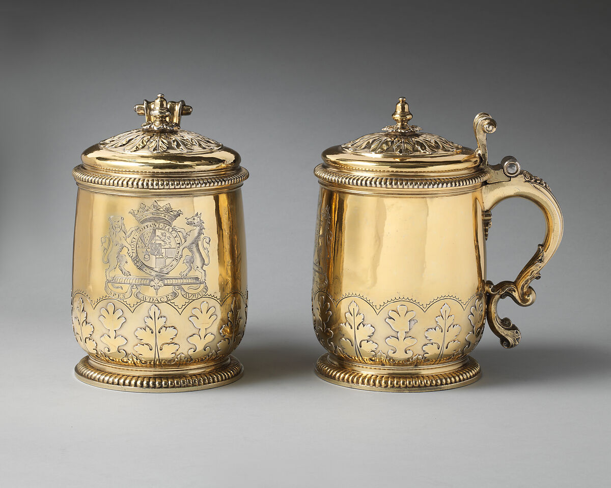 Tankard (one of a pair), John Le Chartier (active 1698–1731), Silver gilt, British, London