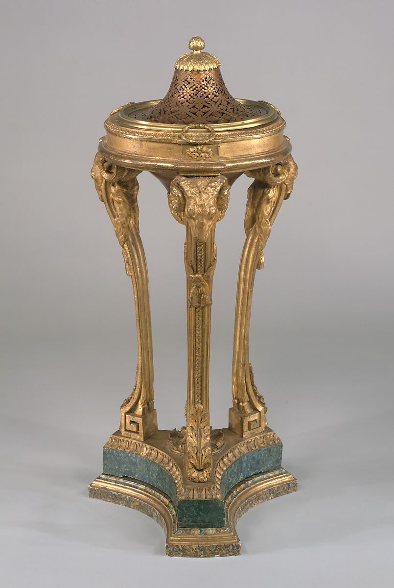 Incense burner (brûle-parfum), Gilded and marbelized oak and beech, gilt-bronze, copper, tin and tin-plating, French 