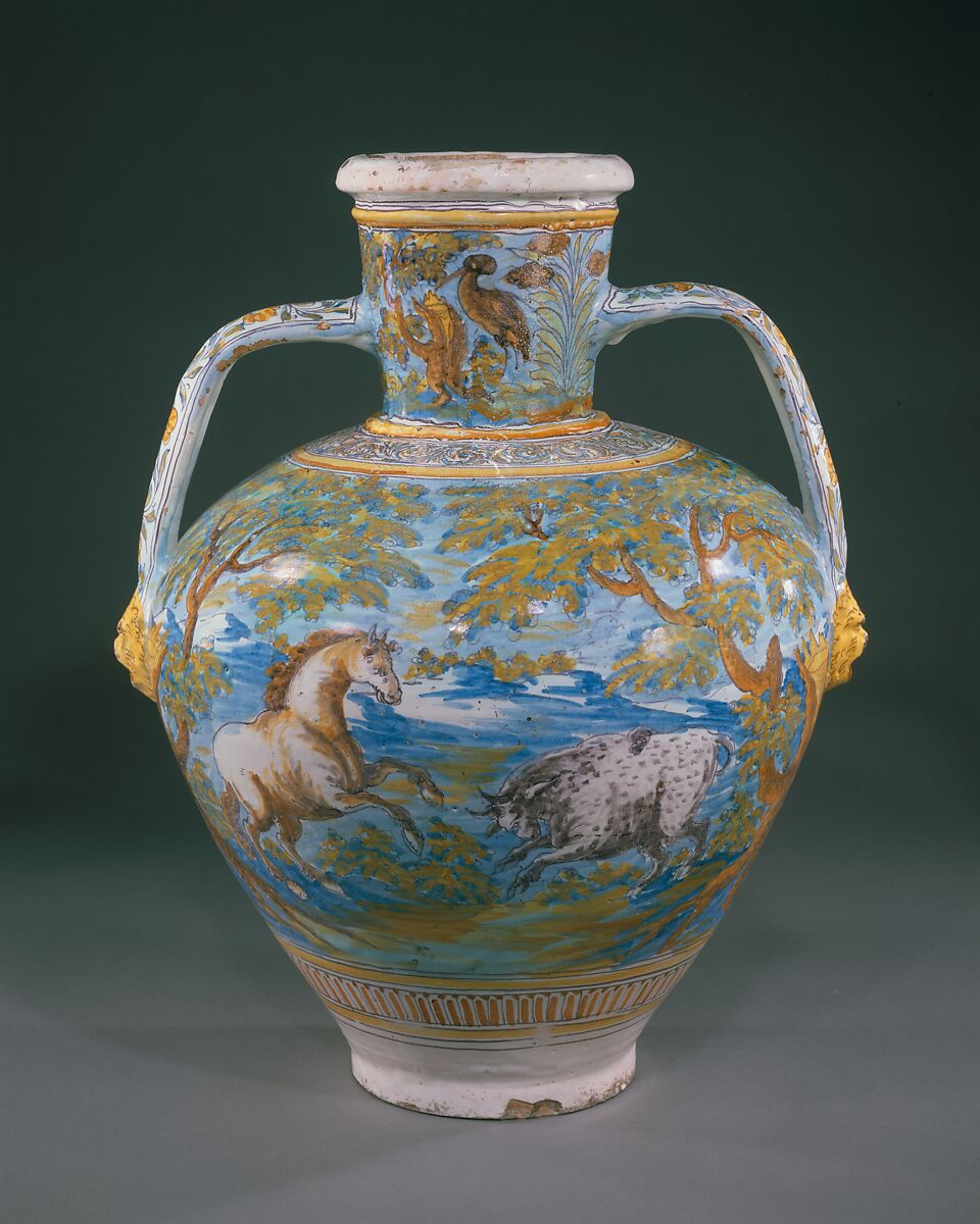 Jar, Tin-glazed earthenware, Spanish, Talavera de la Reina