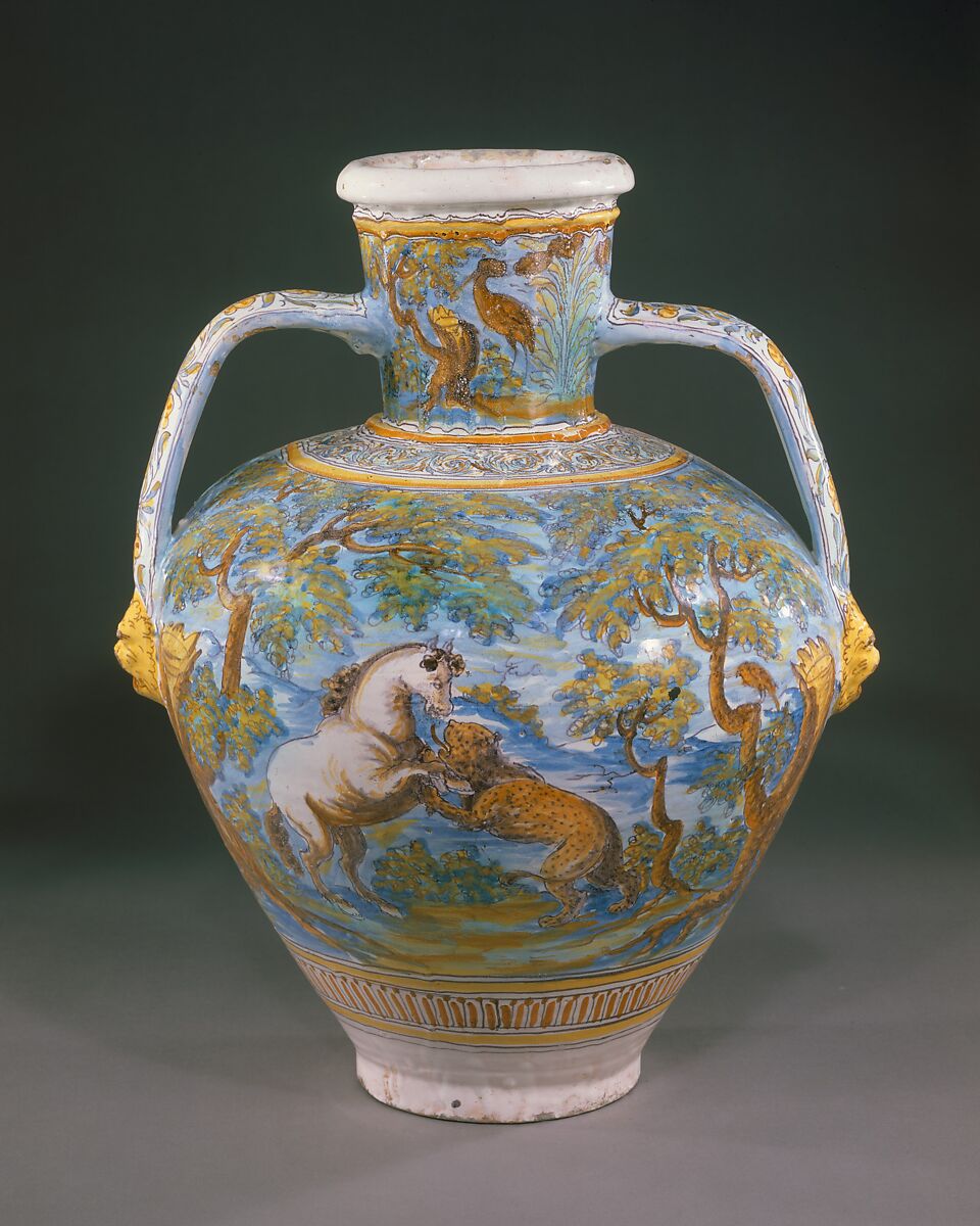 Jar, Tin-glazed earthenware, Spanish, Talavera de la Reina 