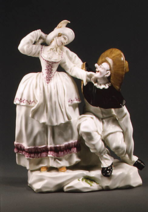 Pulcinella and Companion, Real Fabrica de Buen Retiro (Spanish), Soft-paste porcelain, Spanish, Madrid (Buen Retiro) 