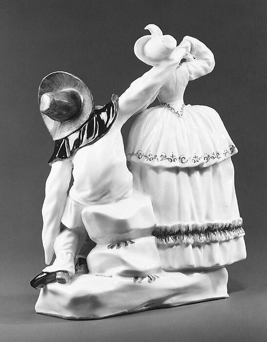 Pulcinella and Companion, Real Fabrica de Buen Retiro (Spanish), Soft-paste porcelain, Spanish, Madrid (Buen Retiro)