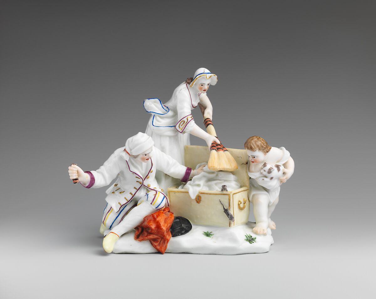 The Mouse Catchers, Capodimonte Porcelain Manufactory (Italian, 1740/43–1759), Soft-paste porcelain, Italian, Naples 