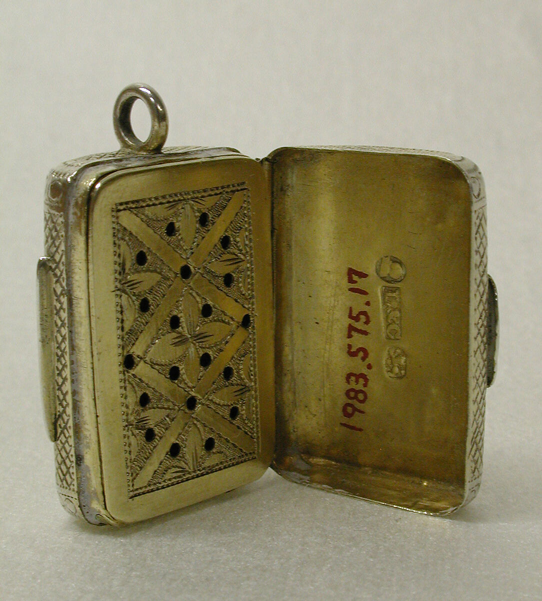 Vinaigrette, William Lea &amp; Co. (British, registered mark in 1811), Silver gilt, British, Birmingham