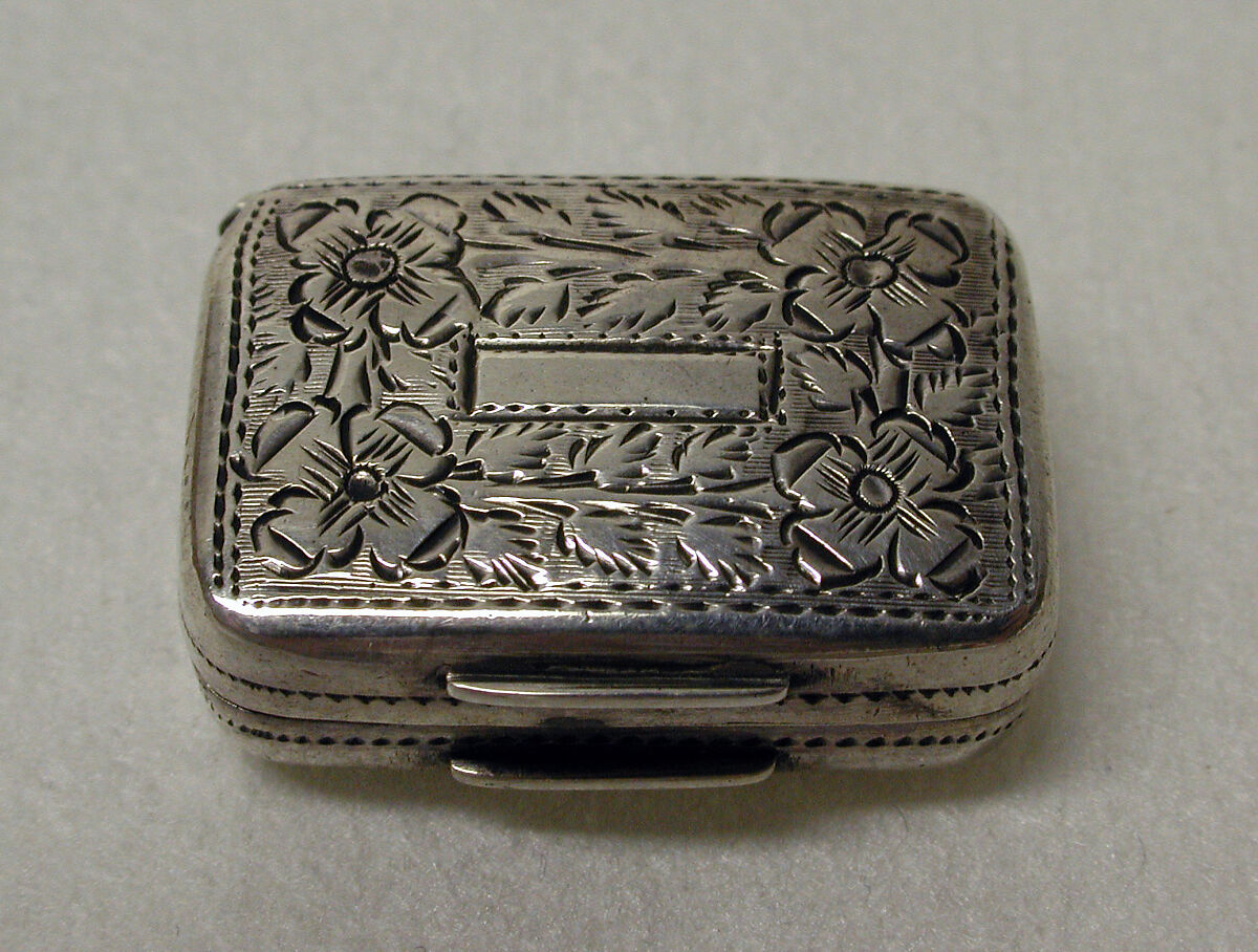 Vinaigrette box, Probably by Lawrence &amp; Co., Silver, British, Birmingham 