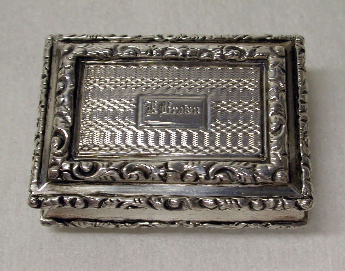 Vinaigrette box, Nathaniel Mills, Silver, British, Birmingham 