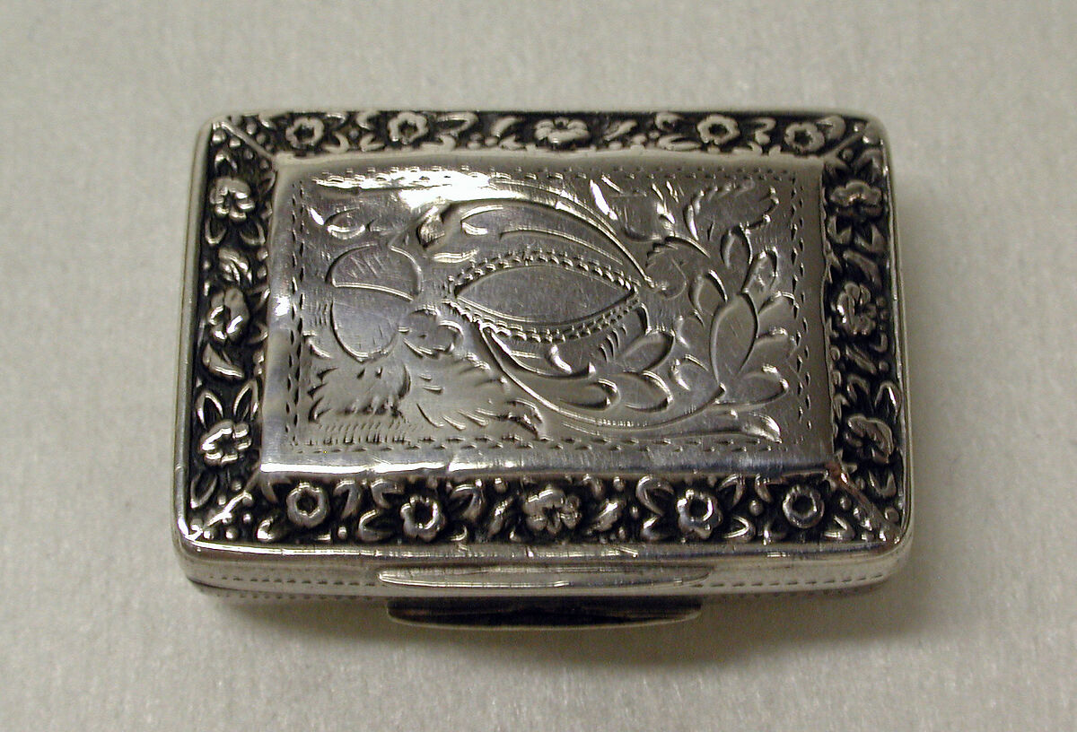 Vinaigrette box, John Bettridge (active 1817–30), Silver, British, Birmingham 