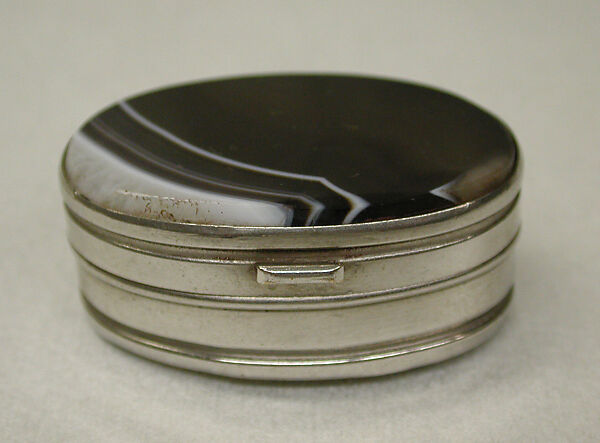 Snuffbox, Agate, metal, European 