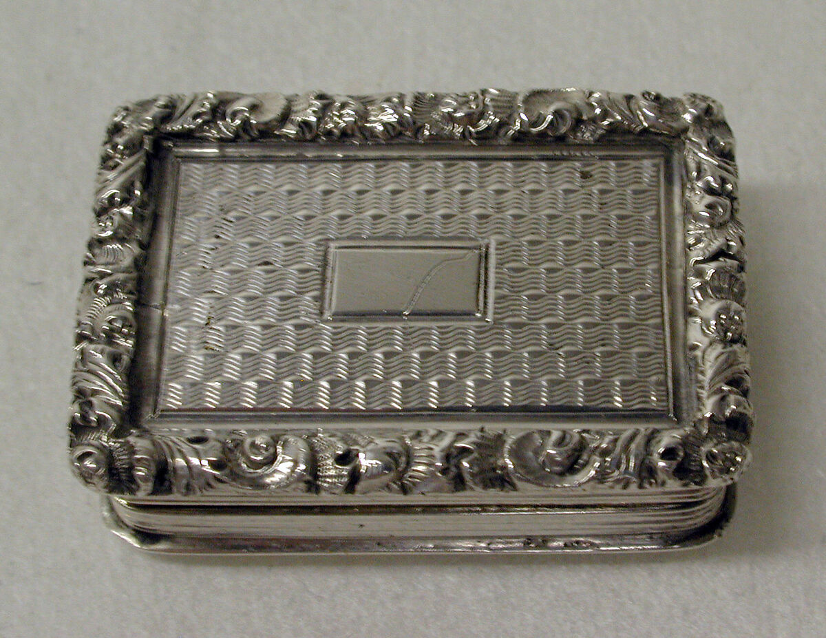 Vinaigrette box, Nathaniel Mills, Silver, British, Birmingham 