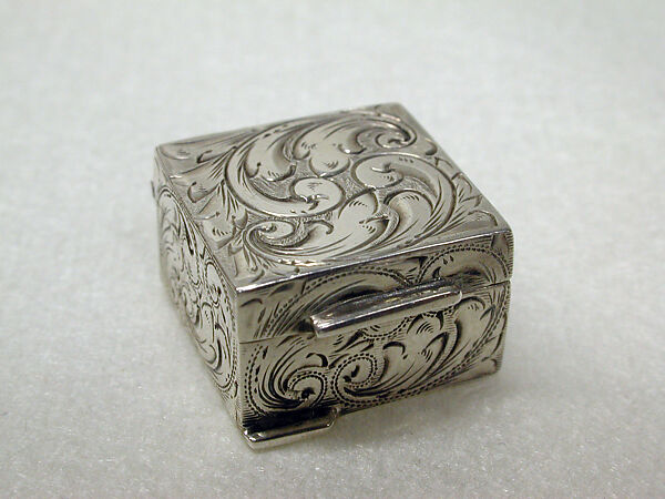 Vintage Silver and Gold Tone Metal Square Pill Box Divided Pill