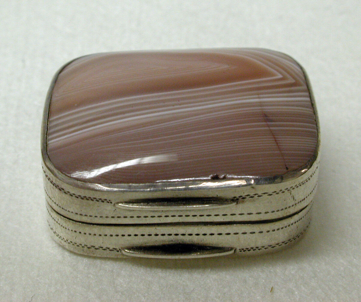 Vinaigrette box, William Pugh, Silver, agate, British, Birmingham 