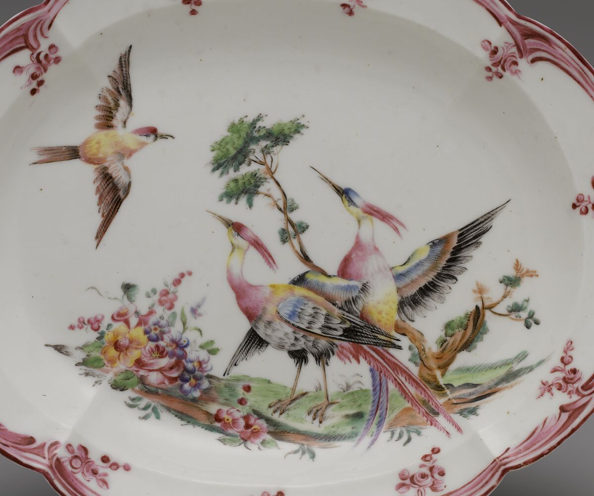 Stand, Mennecy, Soft-paste porcelain decorated in polychrome enamels, French, Mennecy