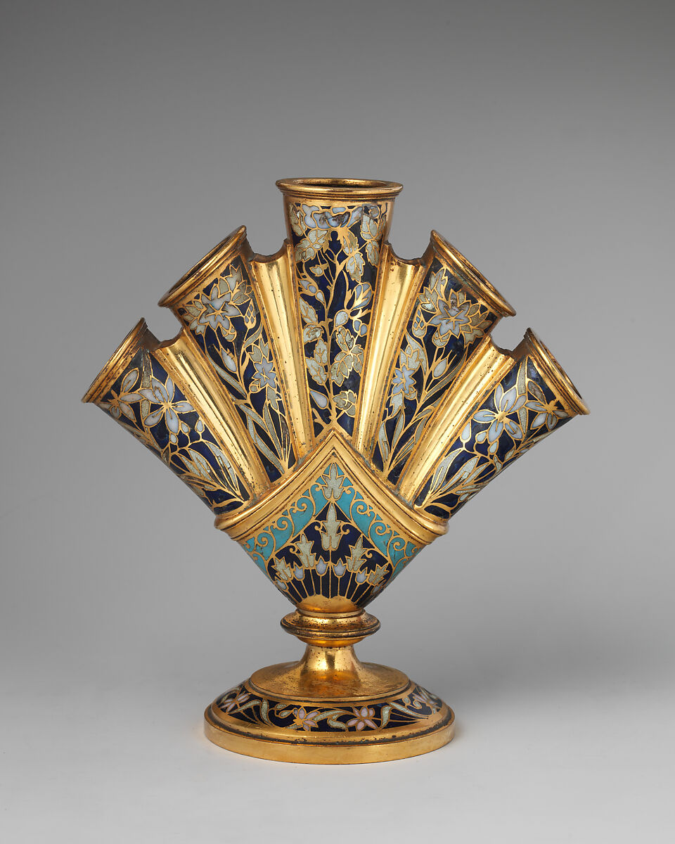Tulip vases (2), Elkington &amp; Co. (British, Birmingham, 1829–1963), Gilt bronze and cloisonné enamel, British, Birmingham, Warwickshire