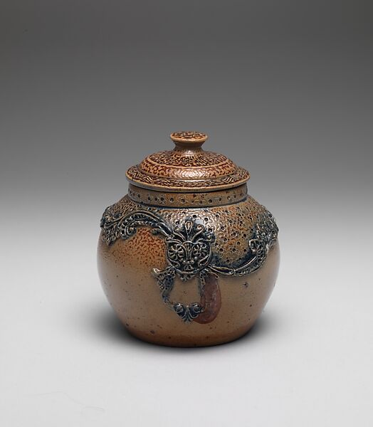 Jar, Susan S. G. Frackelton (1848–1932), Stoneware, American 