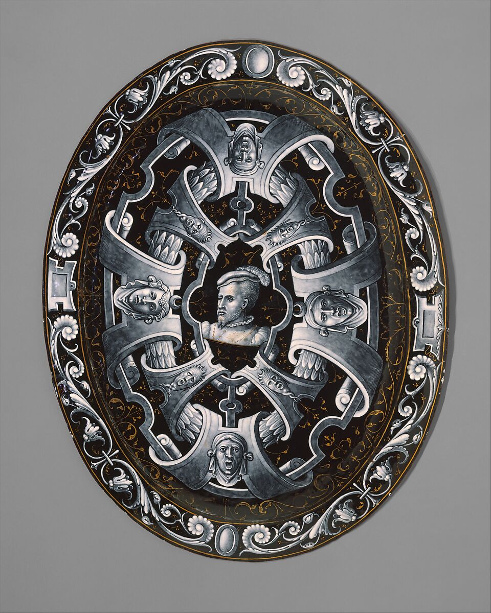 The Wedding Feast of Cupid and Psyche, Pierre Reymond (born 1513, working 1537, died after 1584), Painted enamel on copper, partly gilt, French, Limoges