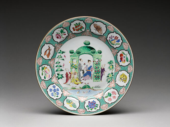 Plate with figures in arbor