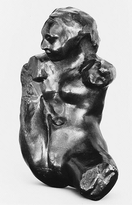 Small Torso of Iris, Auguste Rodin (French, Paris 1840–1917 Meudon), Bronze, black marble base, French