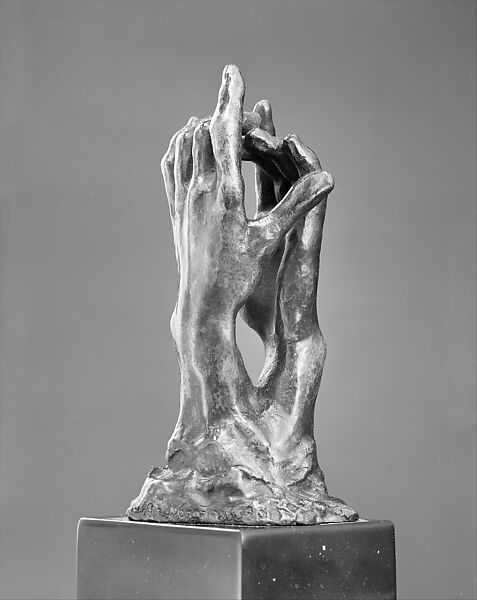 Study for The Secret, Auguste Rodin (French, Paris 1840–1917 Meudon), Bronze, black marble base, French 