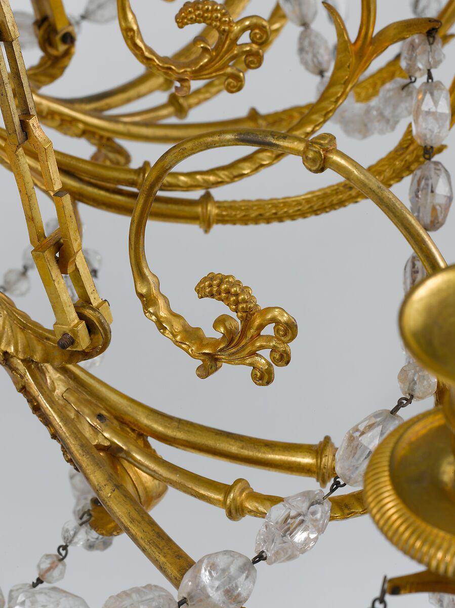 Fifteen-light chandelier, Gilt bronze, rock crystal, French