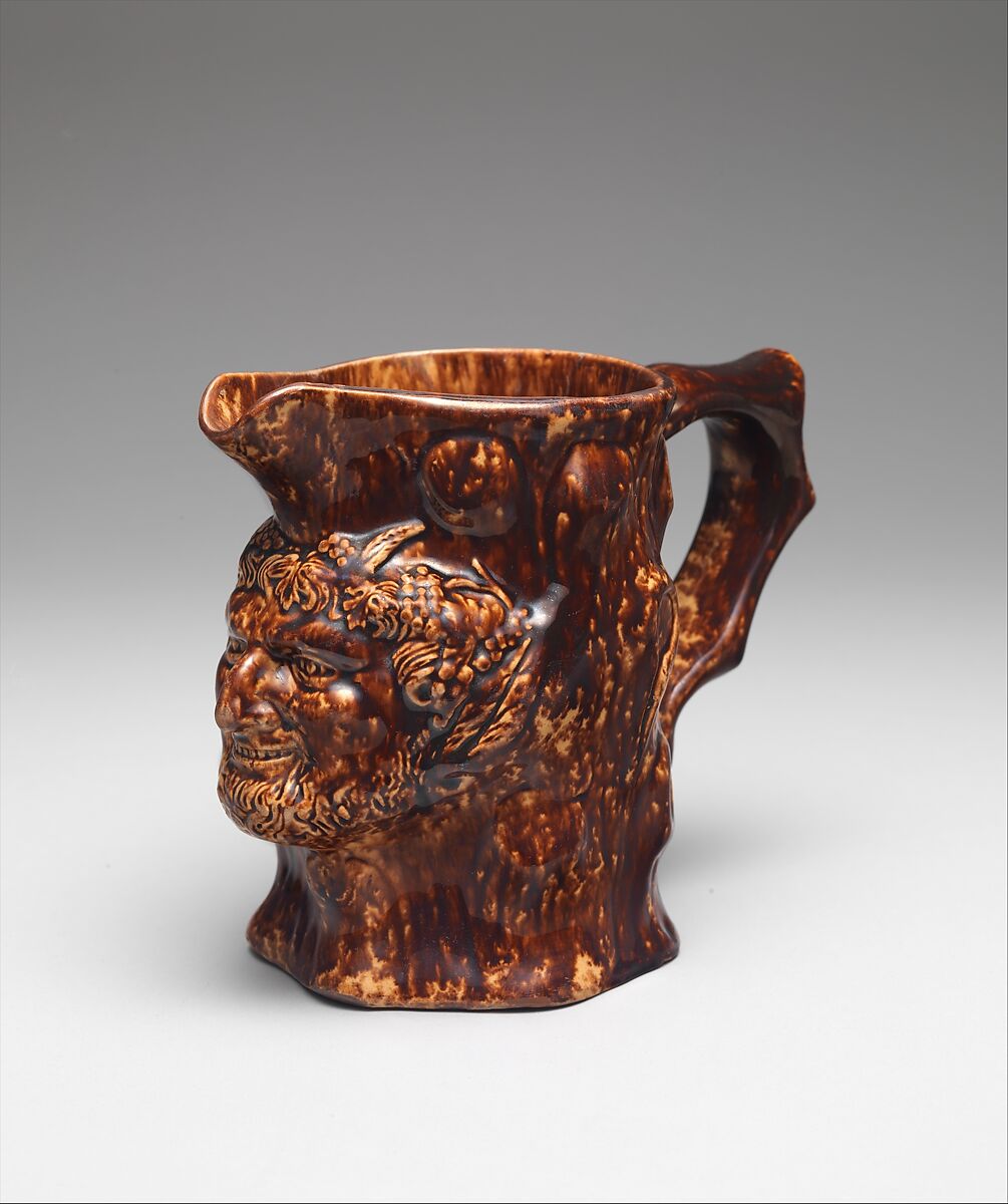 Mug, Attributed to Isaac Spiegel Pottery (1837–79), Yellow ware with Rockingham glaze, American 