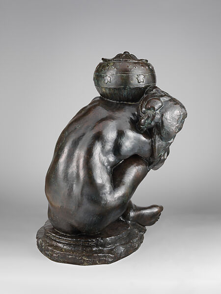 Fallen Caryatid Carrying an Urn, Auguste Rodin (French, Paris 1840–1917 Meudon), Bronze, French