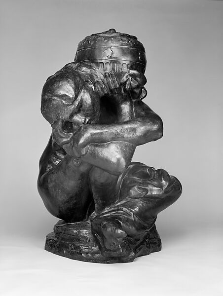 Fallen Caryatid Carrying an Urn, Auguste Rodin (French, Paris 1840–1917 Meudon), Bronze, French