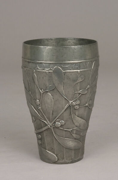 Beaker with mistletoe, Jules-Paul Brateau (French, 1844–1923), Pewter, French 