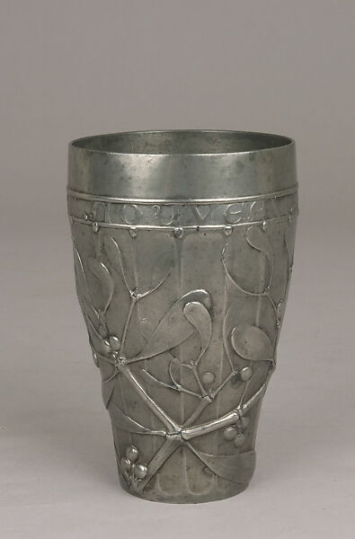 Beaker with mistletoe, Jules-Paul Brateau (French, 1844–1923), Pewter, French