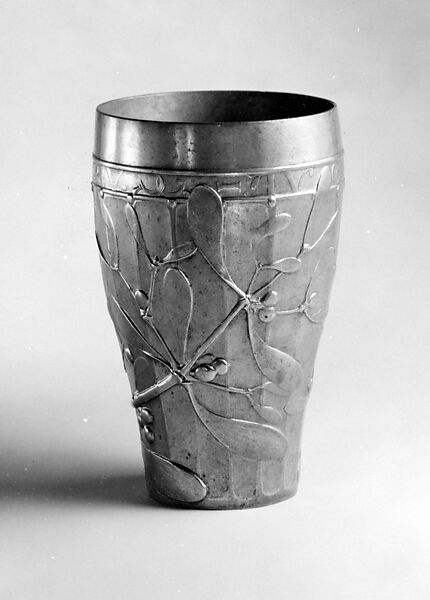 Beaker with mistletoe, Jules-Paul Brateau (French, 1844–1923), Pewter, French